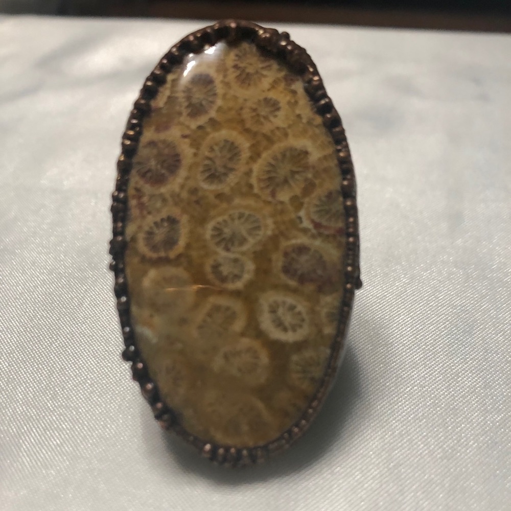 Earth tone copper statement ring